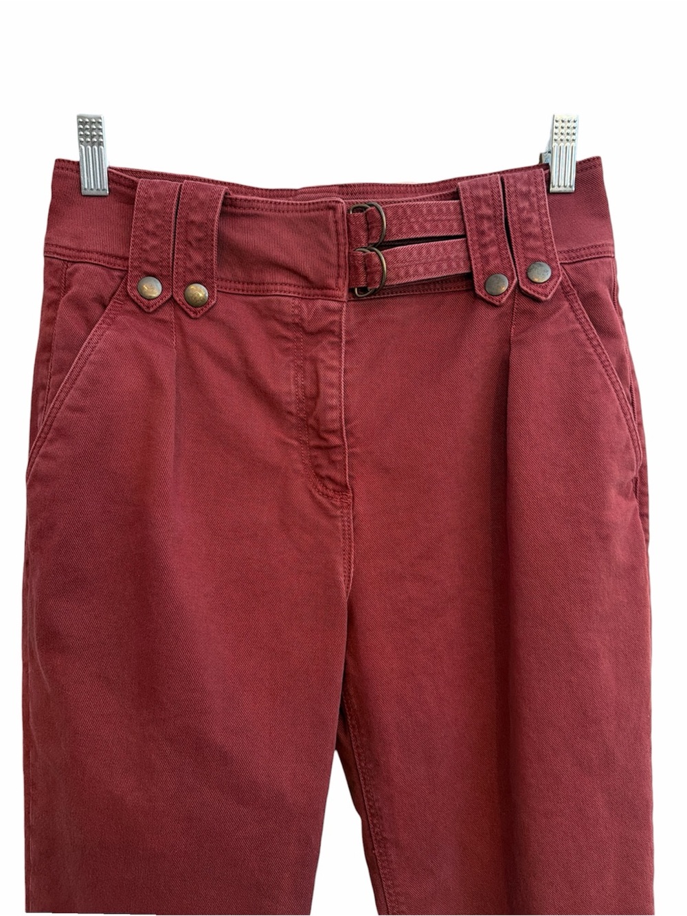 Sézane High-Waist Double-Buckle Leon Trousers — Dusty Mauve (Lie De Vin) - Picture 3 of 16